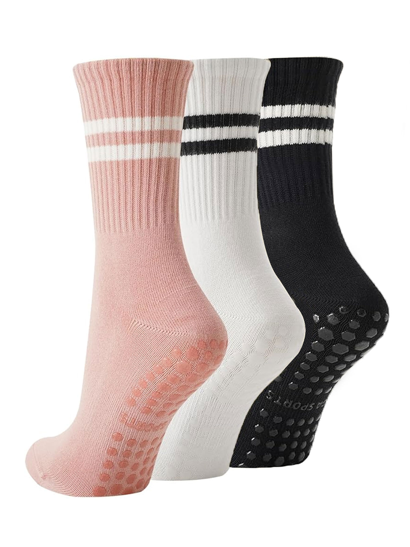 Grip Sock Yoga - 3켤레의 요가 양말, 미끄럼 방지 전문