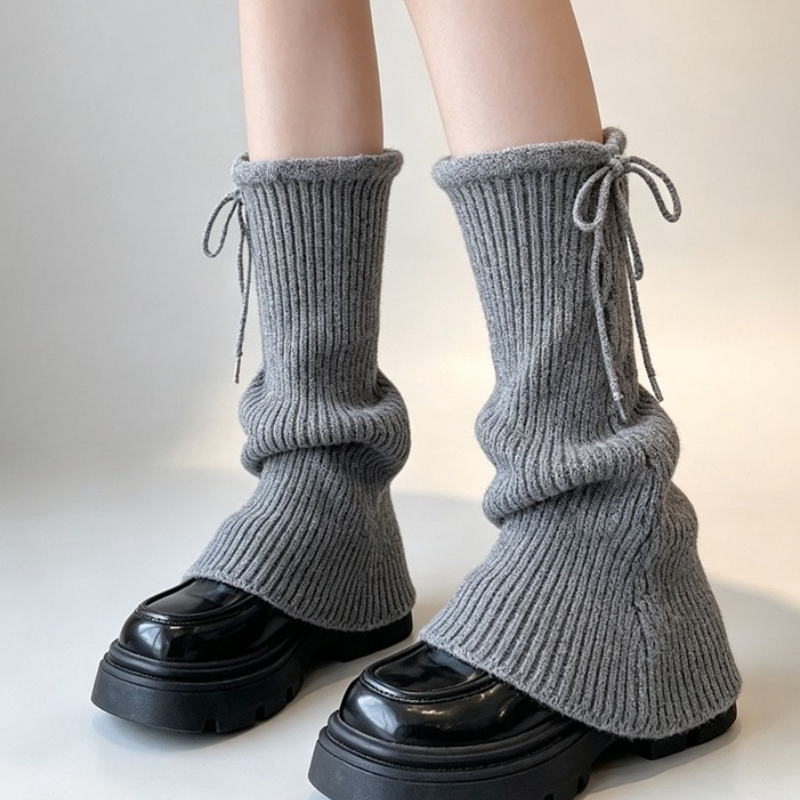 Boot Sock Slouchy - 여성용 발레코어 레그 워머(측면 리본 장식),
