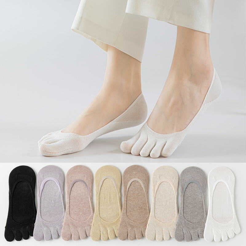 Toe Sock Split - 여름용 여성용 5지 양말 1쌍, 순면