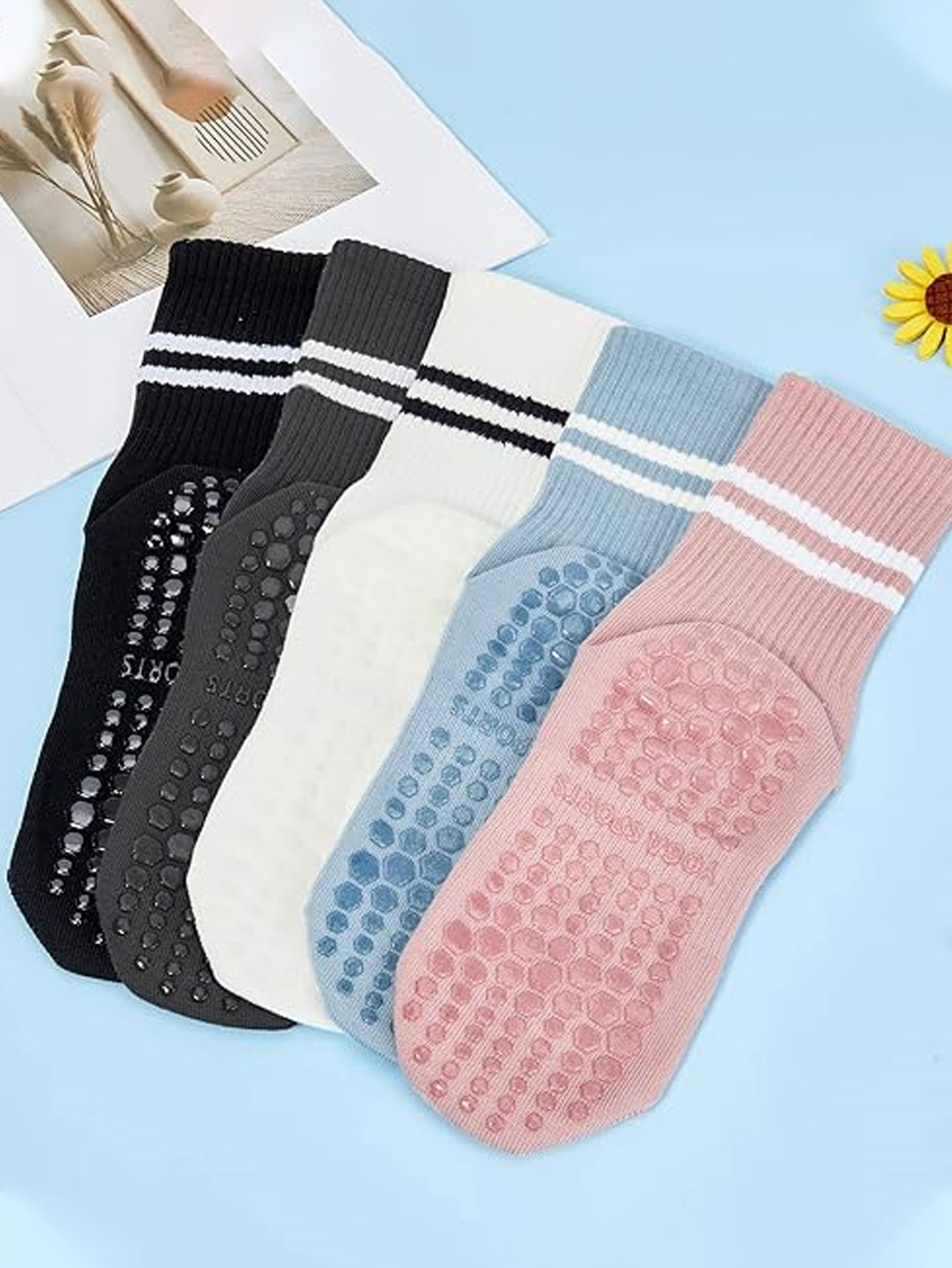 3켤레의 요가 양말, 미끄럼 방지 전문 여성용 필라테스 - Grip Sock Yoga 리뷰 및 가격