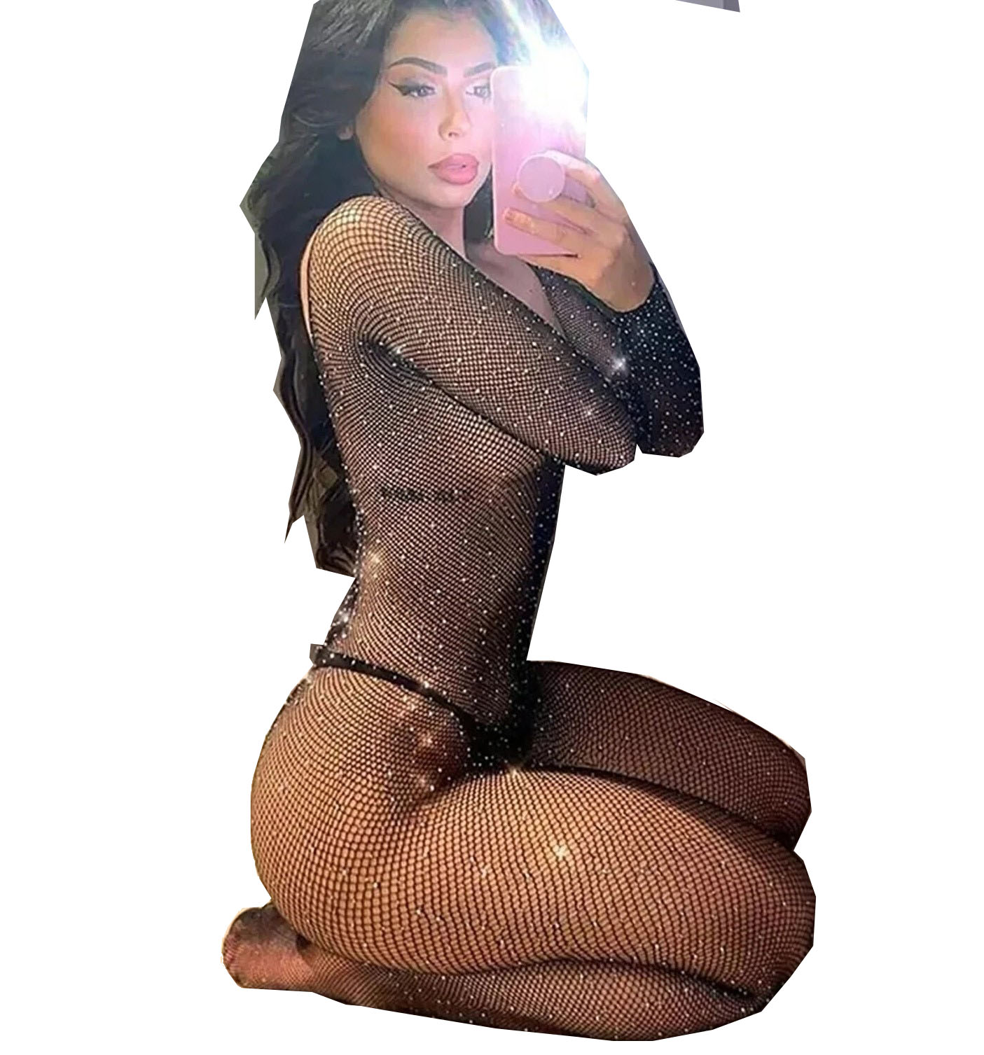 플러스 사이즈 에로틱 섹시 란제리 블링 라인스톤 망사  - Fishnet Stocking Women 리뷰 및 가격