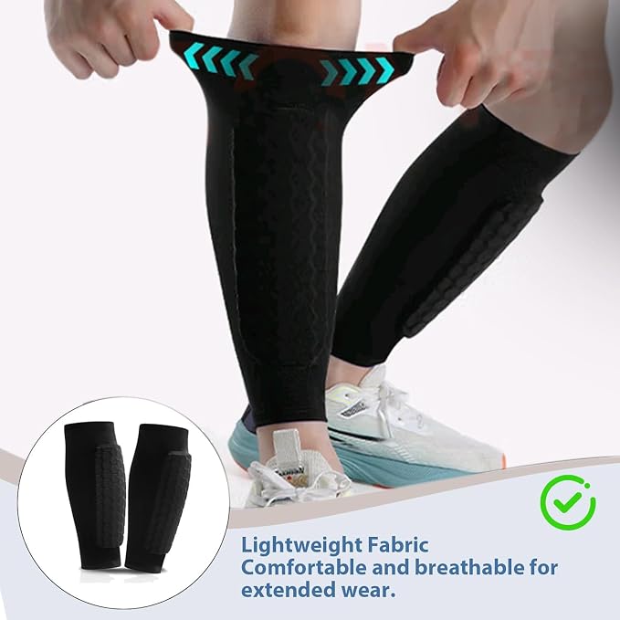 축구 정강이 보호대 1쌍, 벌집 모양 패드가 있는 경량 - Compression Sleeve Calf 리뷰 및 가격