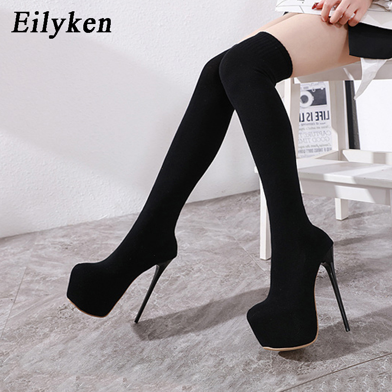 Eilyken 여성용 플랫폼 힐, 무릎 위, 겨울 부츠 - Knee High Sock Women 리뷰 및 가격